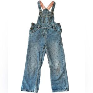 Hanna Andersson Blue Denim Polka Dot Kids Overalls Size 4
